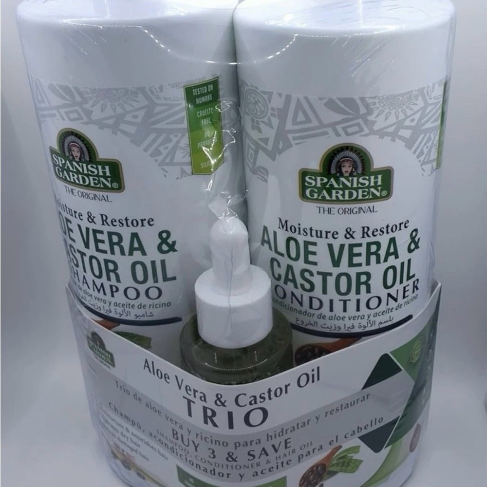 Aloe Vera & Castor Oil Shampoo and Conditioner  and treatment Trio - Green - Picture 3 of 3